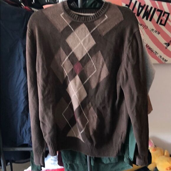 Men’s Brown Plaid Sweater - David Taylor - Size M - Picture 1 of 3